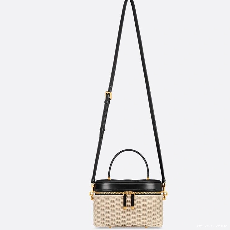 Cheap Wicker Black Calfskin Vanity Dior Medium and Signature Case CD 0805 Luxury